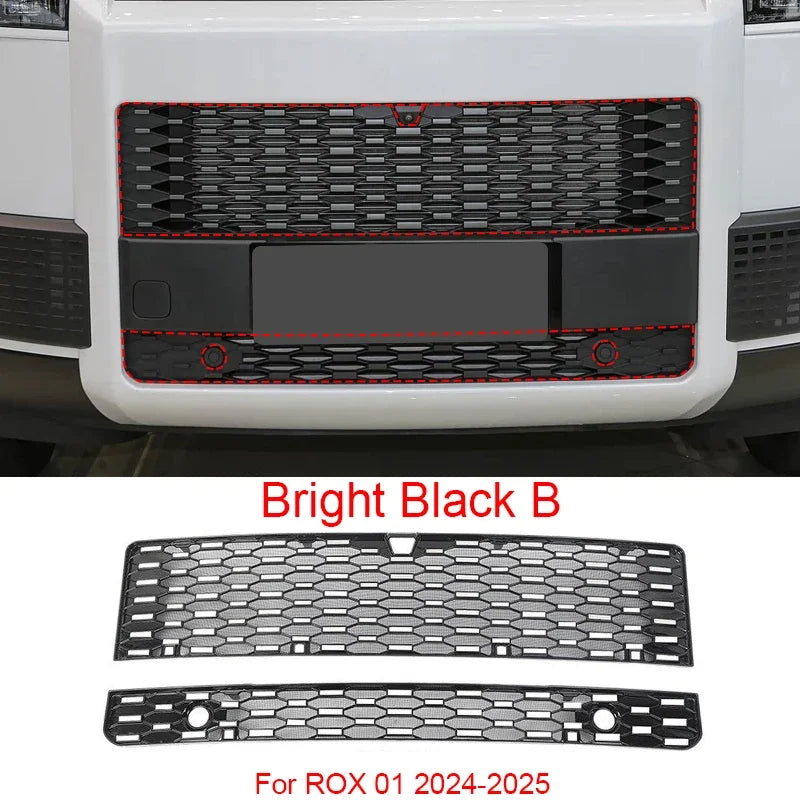 Car Replace Bumper Center Intake Grille Cover For ROX 01 ADAMAS 2024-Present Front Upper Lower Grille  Buckle Insect Proof Net