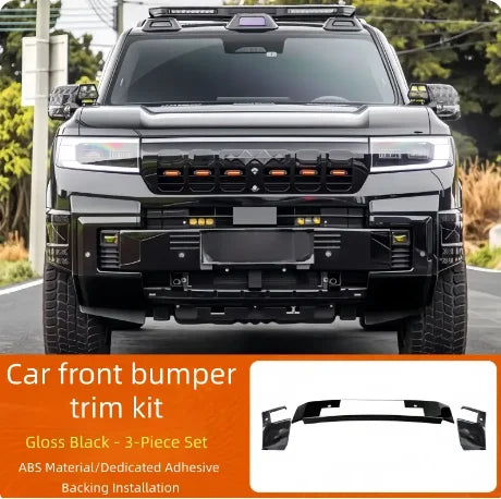 Car Front and Rear Bumper Trim Kit Suitable for BYD Leopard 8 2024 2025 Modified Car Black Warrior Front Rear Bumper Accessories