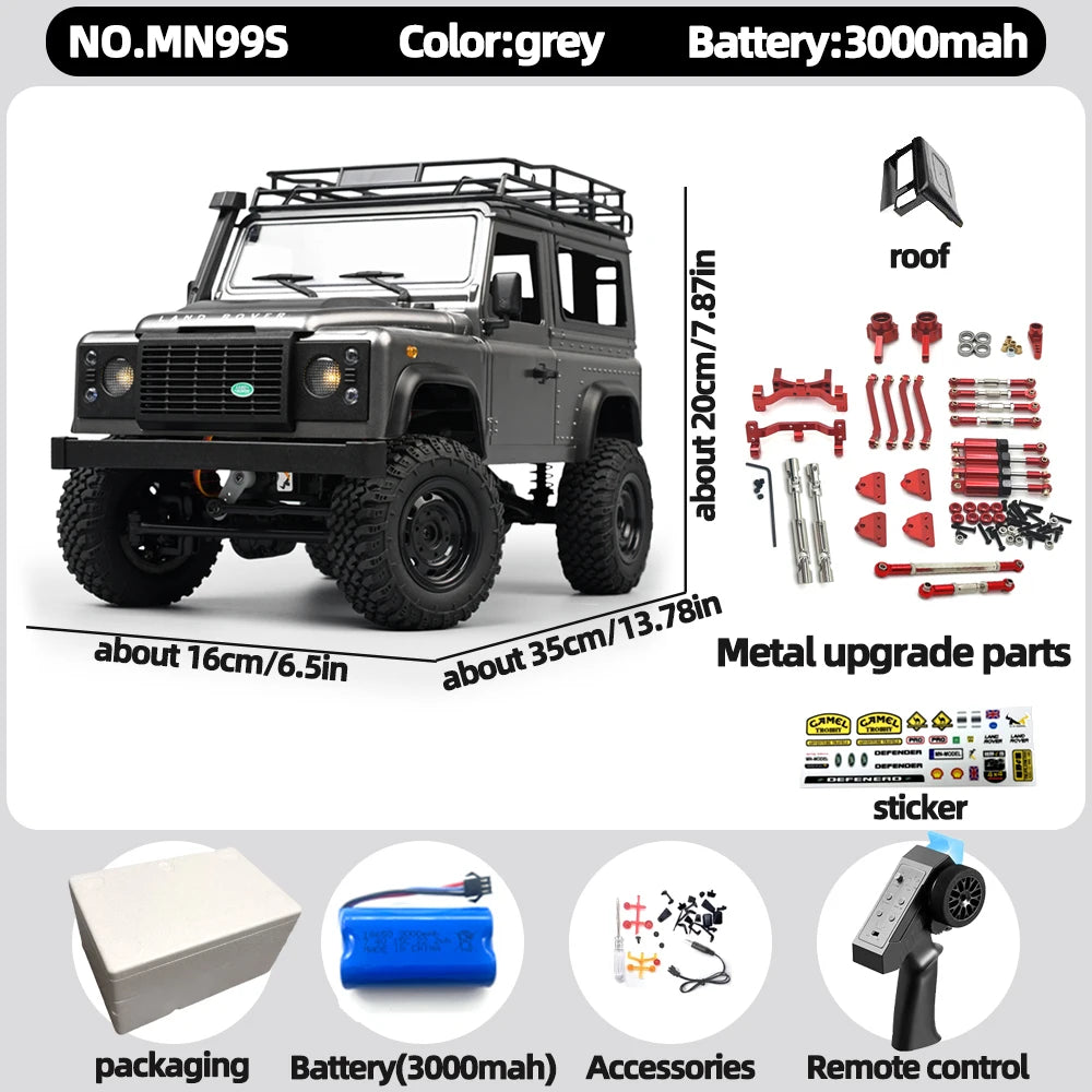 New MN MN99S MN98 1:12 RTR RC Rock Crawler 2.4G 4WD Land Rover Defender Simulated Remote Control Off-Road Truck Toy