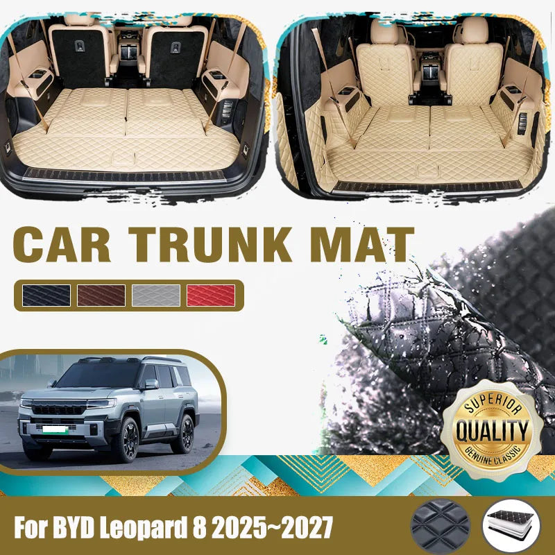 Car Rear Trunk Mat For BYD Leopard 8 Denza B8 2025 2026 2027 6SEAT 7SEAT Leather Cover Cargo Liner Rug Boot Pad Auto Accessories