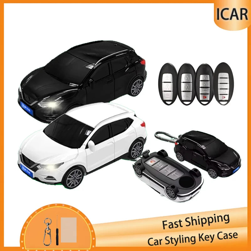 Creative Key Case for Nissan Qashqai Car Model 3 4 Button for J11 J10 X Trail T32 Versa Note Patrol Remote Smart Car Key Cover