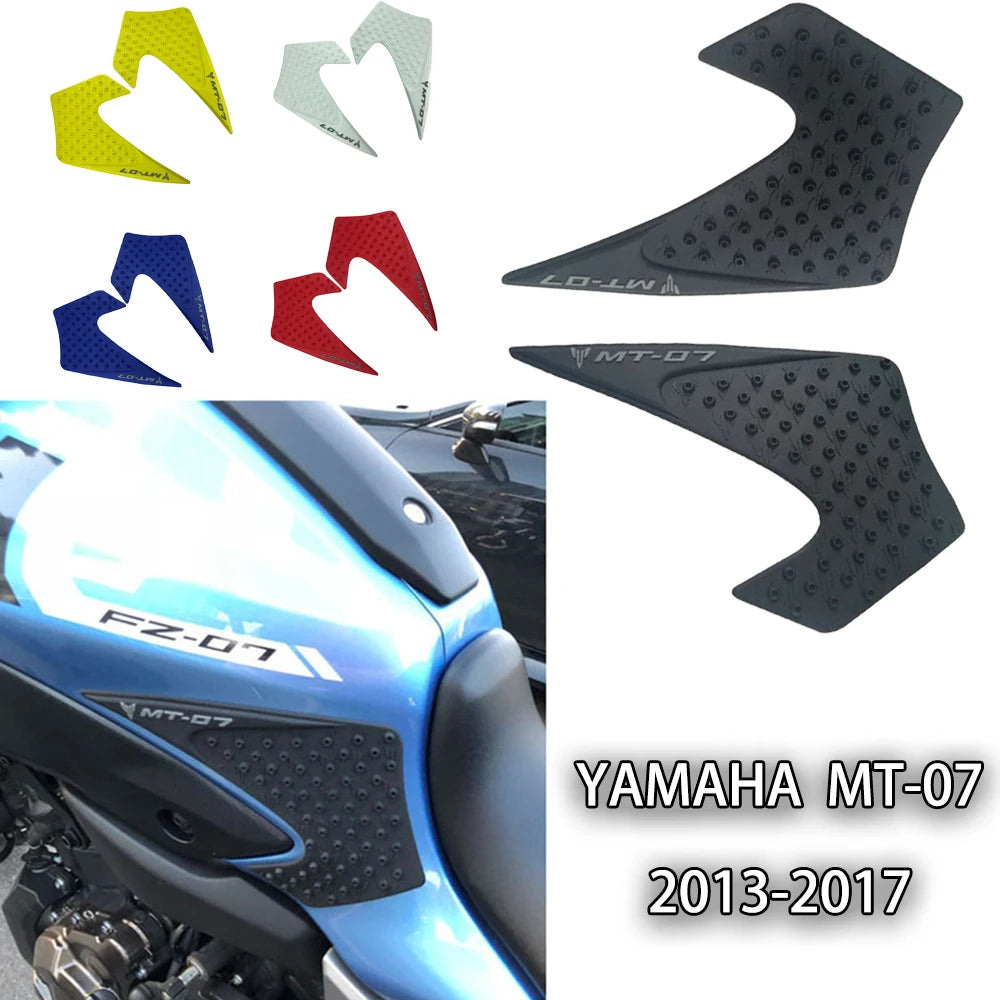 For YAMAHA MT-07 FZ07 2013-2017 Motorcycle Accesorios Rubber Side Fuel Stickers Anti Slip Fuel Tank Pad