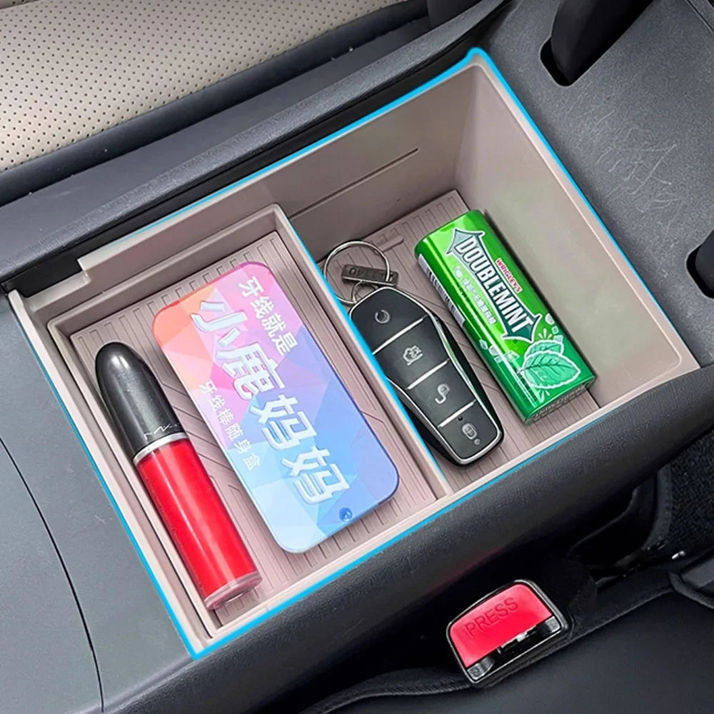 For BYD Dolphin Smart Driving Edition 2025 Armrest Box Double-layer Storage Box Car Modification Supplies Sliding Storage Box