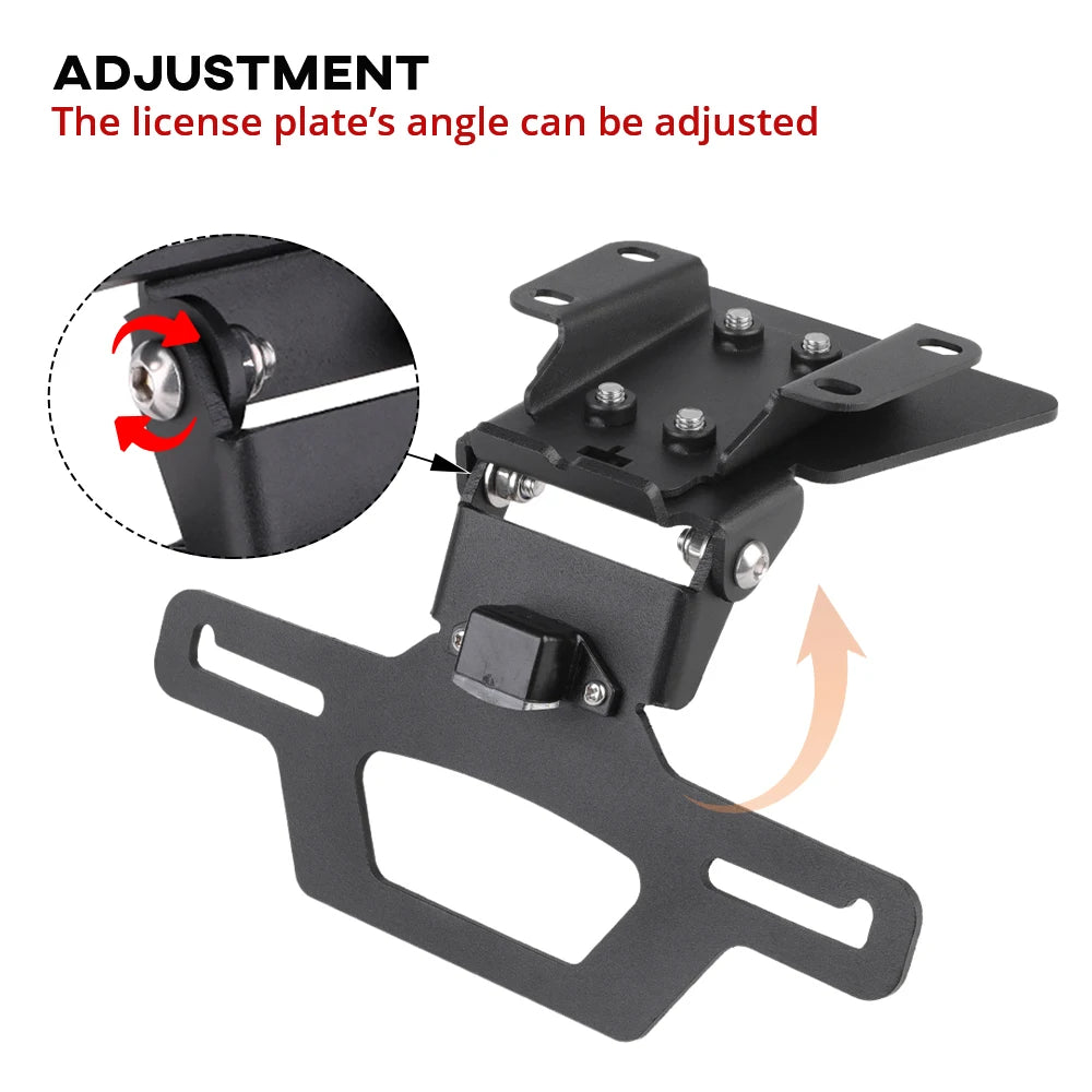 MT07 Foldable License Plate Holder For YAMAHA MT-07 FZ-07 2014-2024 Motorcycle Tail Tidy Frame Rear Fender Eliminator LED Light