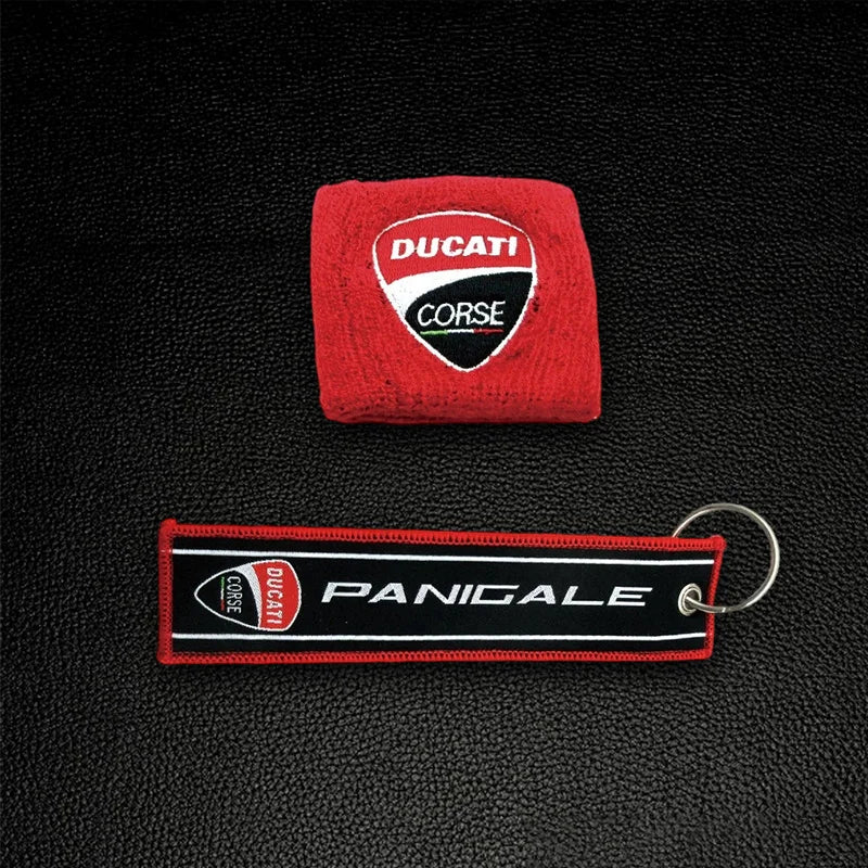 for Motorcycle Embroidery Front Fluid Oil Brake Reservoir Sock Cover Ducati Monster Panigale Diavel Superleggera V4 V2 Scrambler