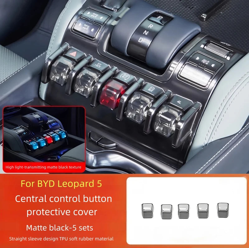 Car Central Control Button Protective Cover Fit for BYD Leopard 5 Leopard 8 Auto Central Control Button TPU Protective Shell