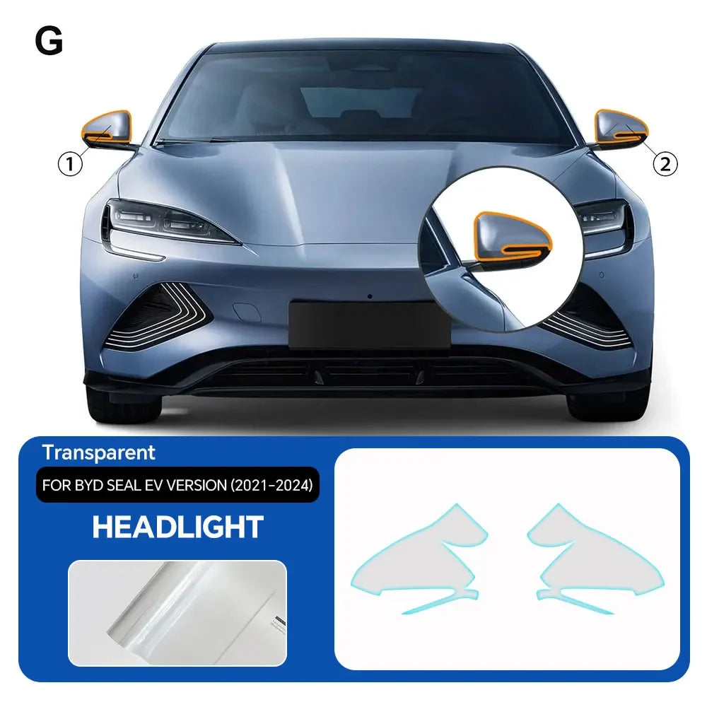 For BYD Seal EV Version 2021-2024 Car Headlight Rearview Film TPU Paint Protection Film Pre-cut Clear PPF Anti-scratch Resistant