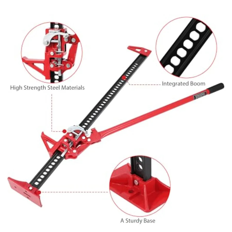 Off-Road Farm Lifting Equipment: High Lift Recovery Jack 60, 3.5 Ton, Steel, Black, Wide Base Multi-Purpose Utility Bumper Lift