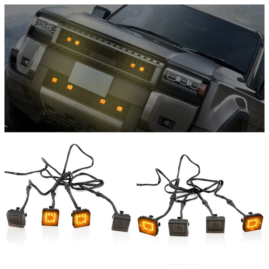 Fit for Toyota Land Cruiser Prado J250 LC250 2024 2025 LED Front Grille Light Warning Daytime Running Lamp Grid DRL Yellow Light