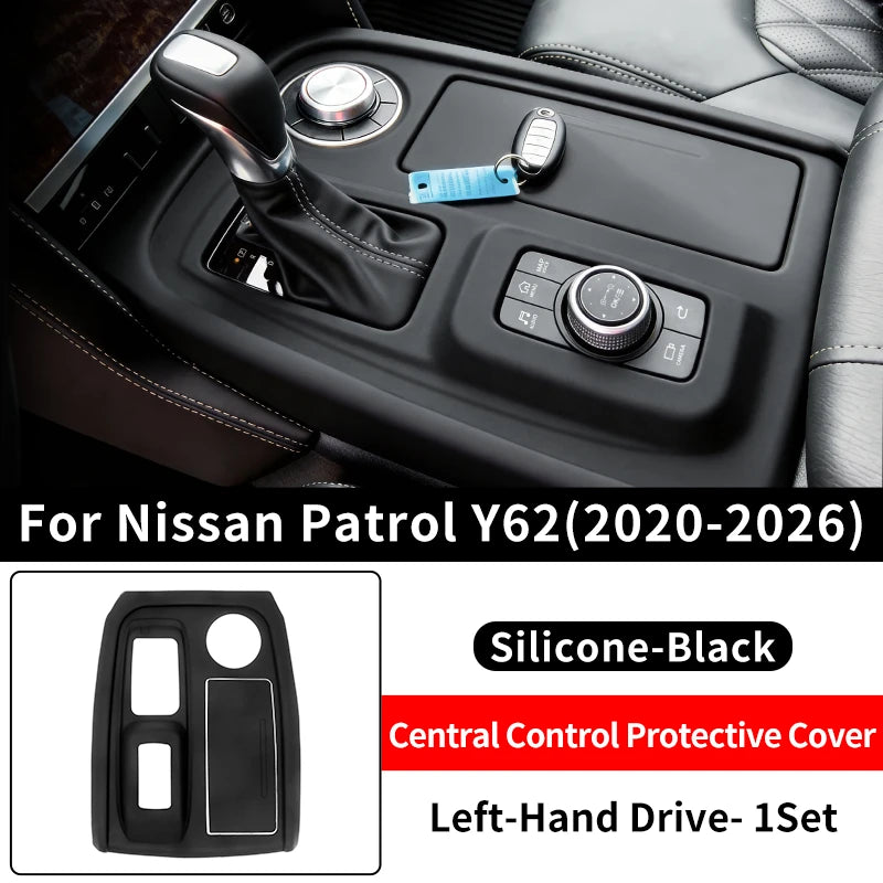 For 2020 2023 2025 2026 Nissan Patrol Y62 Y63 Center Console Silicone Cover Anti-Scratch Protective Case for Cup Holder Armrest
