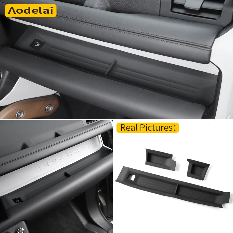 3 Pieces Left Driving Suitable for 2020–2026 Land Rover Defender 90 110 130 Console Storage Box Cushion Protection Pad Silicone