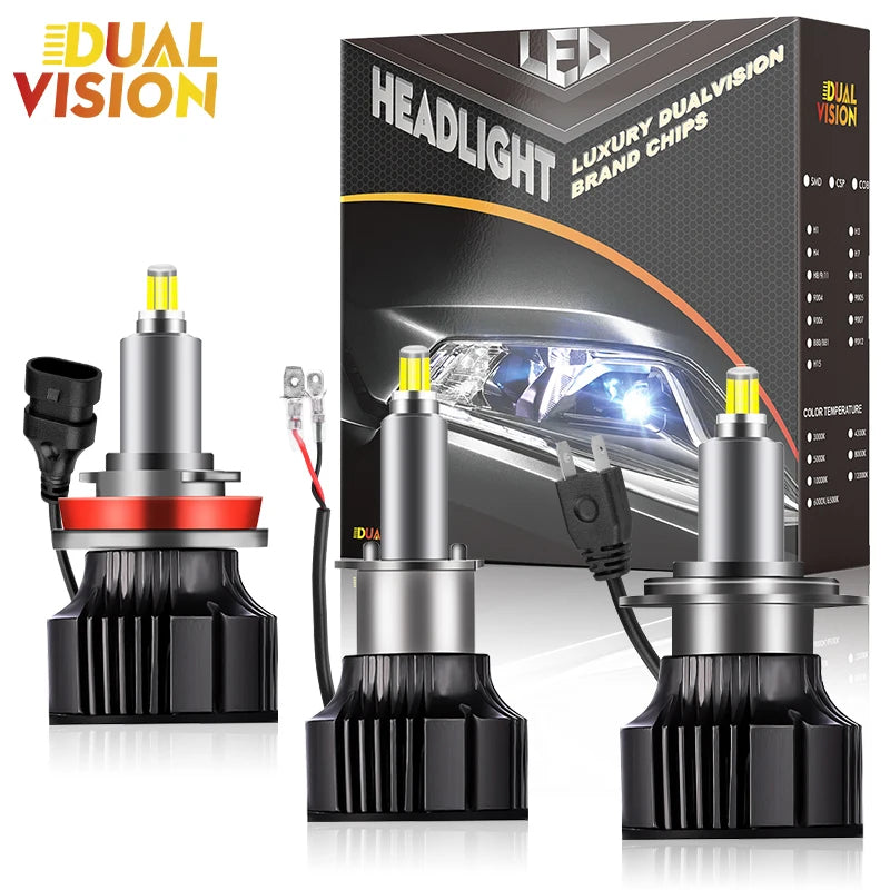 Dualvision 360 H7 LED Canbus Car Light Bulb 6 Sided CSP H1 H8 H9 H11 9005 HB3 9006 HB4 9012 HIR2 Led Headlamp For Projector Lens