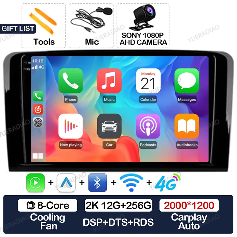 Android 17 Car Radio For Mercedes Benz GL ML W164 ML350 ML500 X164 GL35 GL45 2005 - 2012 GPS NAVI Multimedia Video Player 2DIN
