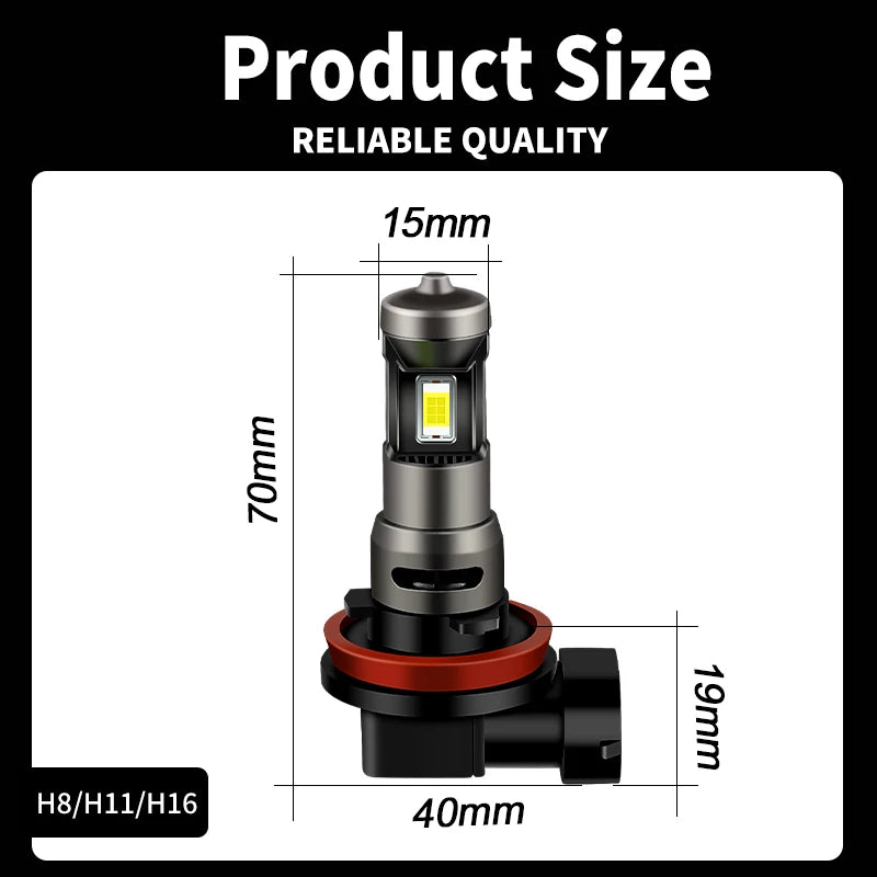 2PCS CANbus H11 LED Headlight Bulb 70W 12000LM High Low Foglight For NISSAN QASHQAI 2 (J11) 2017-2023 2018 2019 2020 2021 2022