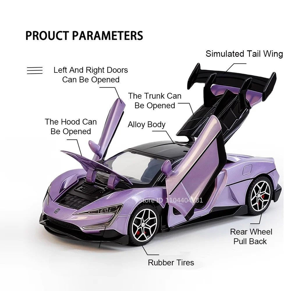 1:32 BYD Leopard 8 Yangwang U9 Diecast Alloy Model Toys Car Doors Can Be Opened Rear Wheel Return Force Vehice Fashion Ornaments