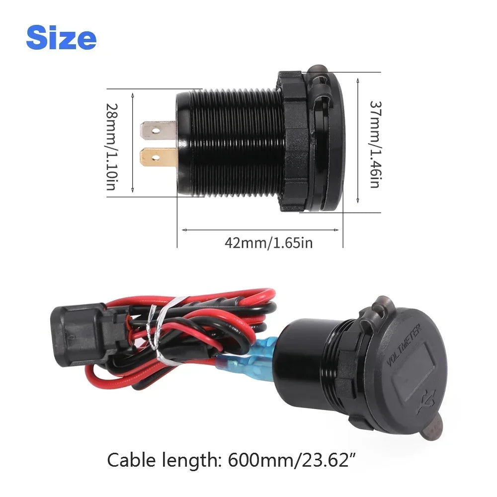 For HONDA XL750 Transalp 750 CRF Africa Twin 1000 1100 QC3.0 USB Charger 12V Power Outlet Connector Plug Dual USB Socket Cable