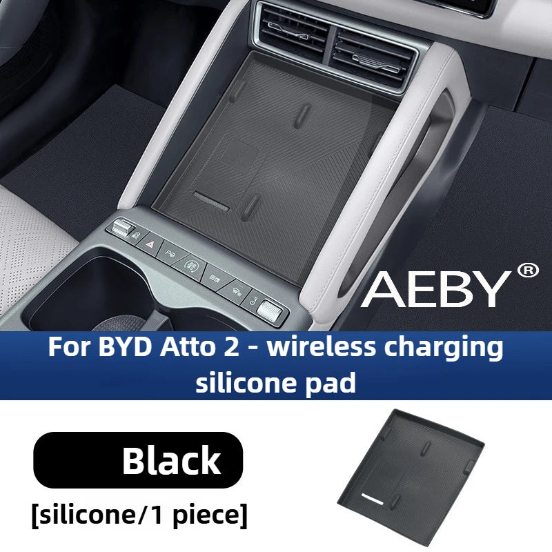 AEBY For BYD Atto 2 Smart Driving Edition 2024-2025 Wireless Charger Anti-Slip Mat, Silicone Anti-Slip Mat & Protector,interior