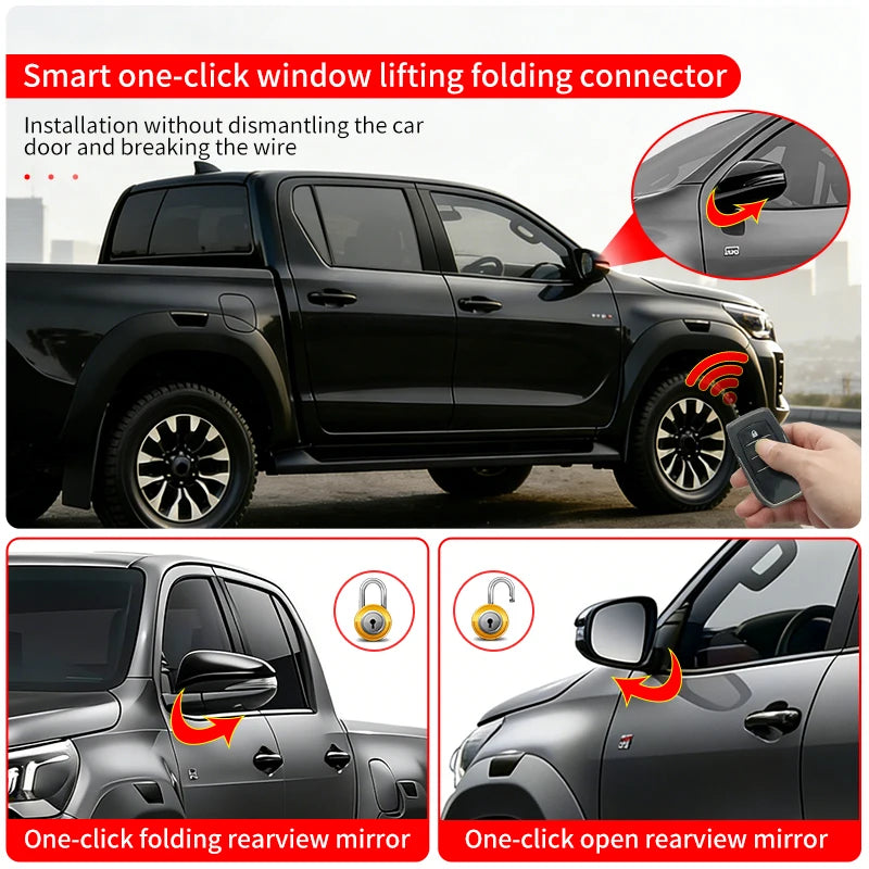 For Toyota Hilux 2016-2025 Revo One Touch Auto Fold Mirror Module Kit with Harness Plug and Play LHD RHD Upgrade Accessories