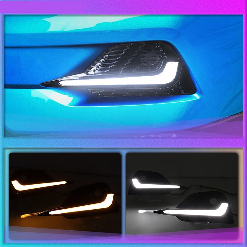 2PCS LED Daytime Running Light Dynamic Turn Yellow Signal Car DRL 12V LED Fog Lamp  For Nissan Qashqai 2019 2020 2021 2022