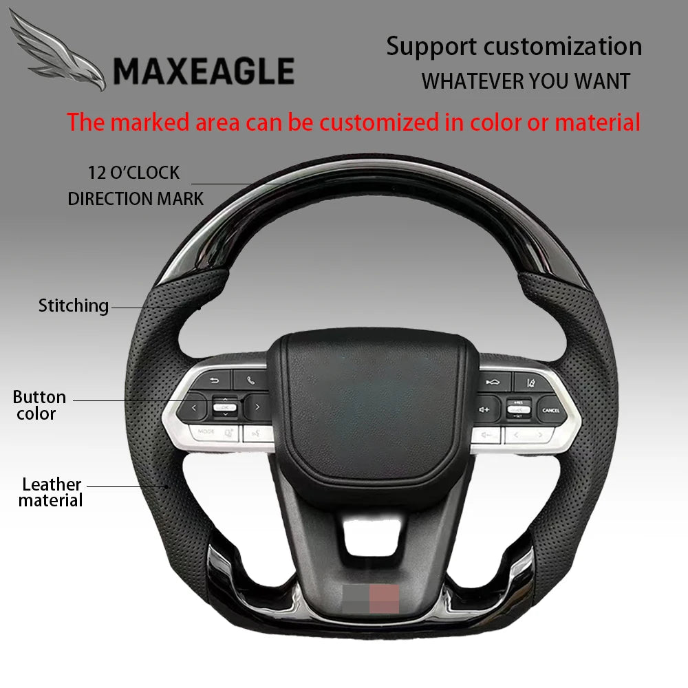 MAXEAGLE لعجلة قيادة تويوتا GT86 فورتشنر FJ كروزر هايس لاند كروزر LC70/76/79 كراون ألفارد فيلفاير هايلكس جلد كاربون