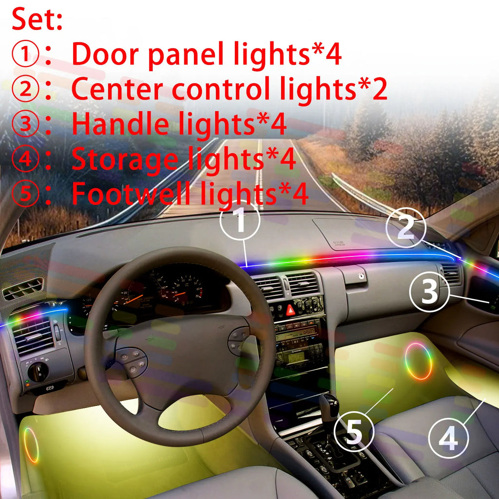 For BYD Seagull 2024 2025 2026 EQ Dolphin Mini 2/24 in 1 Car Atmosphere Light Lamp RGB Shade Ensemble Streamer Atmosphere Set