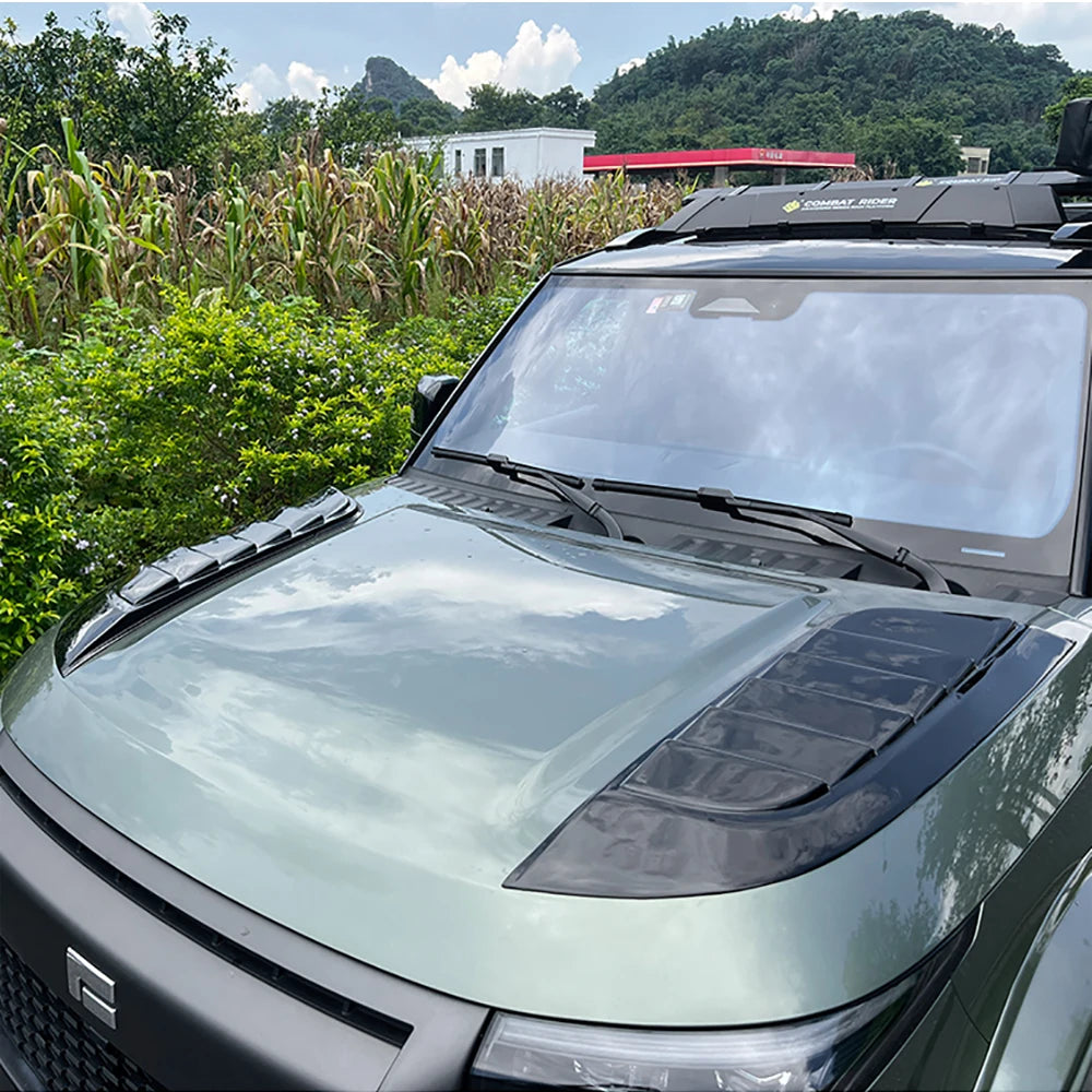 Car Non Destructive Installation Angel Wings Hood Cover Decoration Panel For BAIC Jishi Polestone 01 Rox 01 Black Warrior Parts
