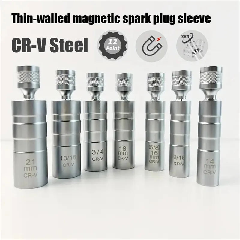 Universal Extended Spark Plug Socket Set 3/8 Inch Rustproof Durable Automotive Repair Tool