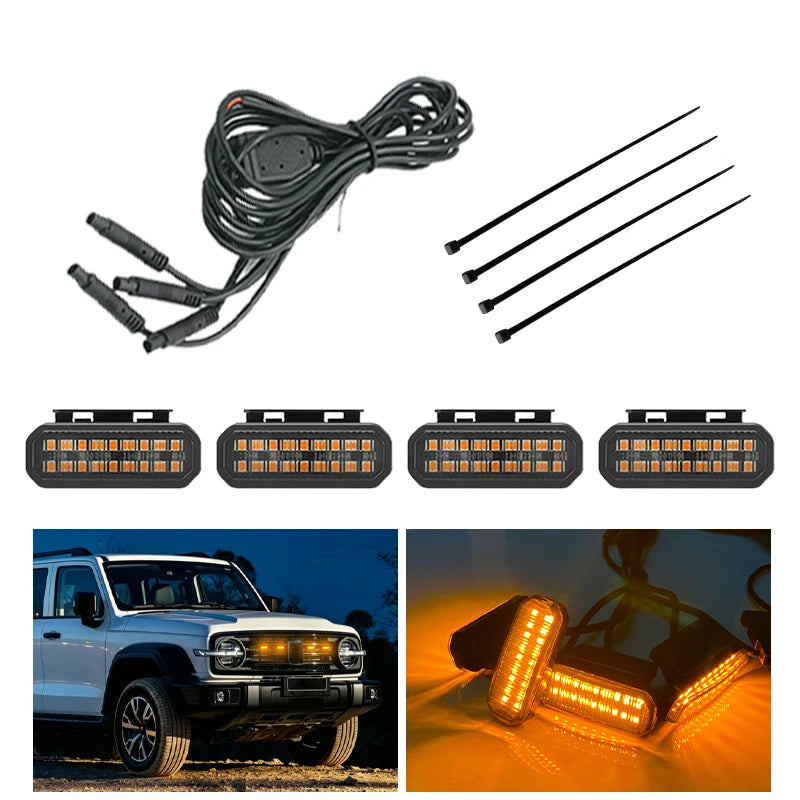 FOR TOYOTA HILUX LED Car Lights Front Grille LED Light Safety Warning Light Harness  Car Accessories LED Signal Lamps