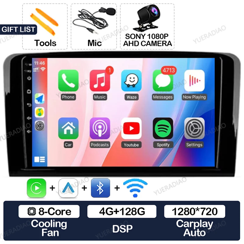 Android 17 Car Radio For Mercedes Benz GL ML W164 ML350 ML500 X164 GL35 GL45 2005 - 2012 GPS NAVI Multimedia Video Player 2DIN