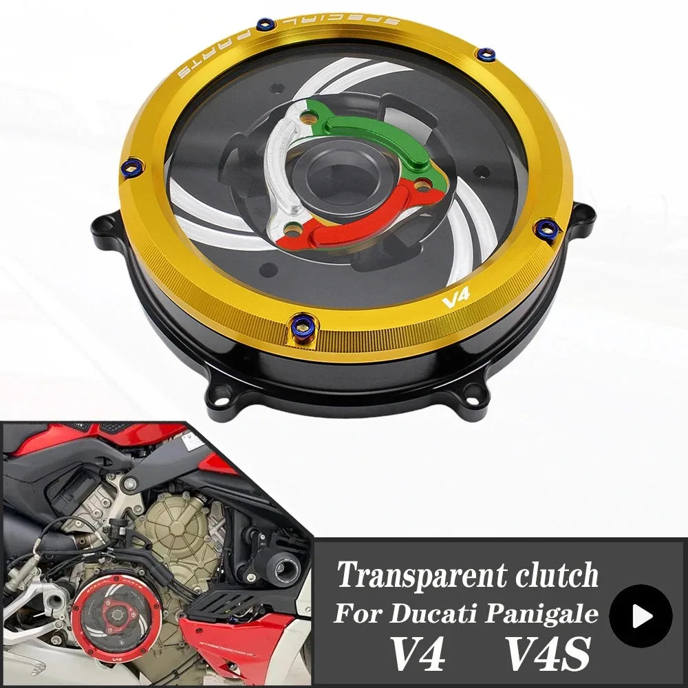 For DUCATI Panigale V4 1100 2018-2023 V4S 18-23 Clutch Transparent Engine Side Protection Cover Refitted Aluminum