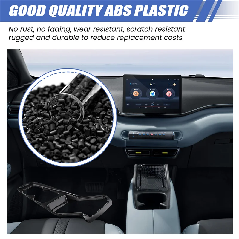 Black Car Interior Wireless Charging Pad Frame Cup Holder Cover Trim For BYD Dolphin Mini / BYD Seagull-A99D
