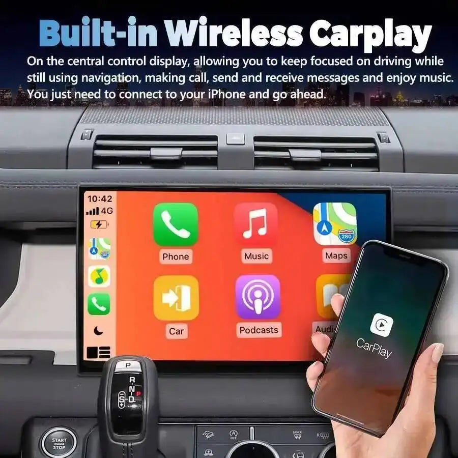 11.4" Android 14 Screen GPS Wireless Carplay Android Auto Car Multimedia Video Player For Land Rover Defender 2020-2025