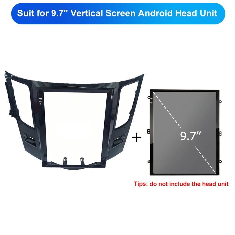 Kenvox 9.7" Tesla Vertical Screen Car Radio Fascia Frame for BYD E5 Dash Kit Install Panel wire harness Adapter