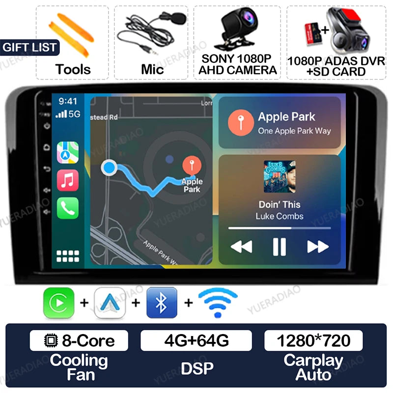 Android 17 Car Radio For Mercedes Benz GL ML W164 ML350 ML500 X164 GL35 GL45 2005 - 2012 GPS NAVI Multimedia Video Player 2DIN