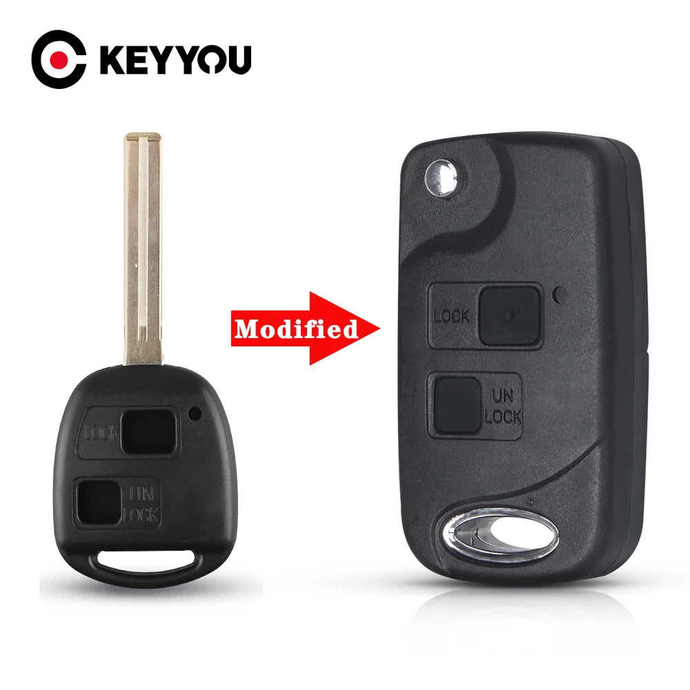 KEYYOU Modified Flip 2/3 Button Remote Key Shell Case For Toyota RAV4 Avalon Prado Tarago Camry Tarago For Lexus Es Rx Lx Gs Key