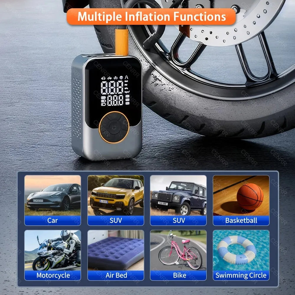 Portable Air Pump Wireless Car Tire Inflator Electric Air Compressor LCD Display Air Injector for Bike Car Motorcycle Tyre Ball