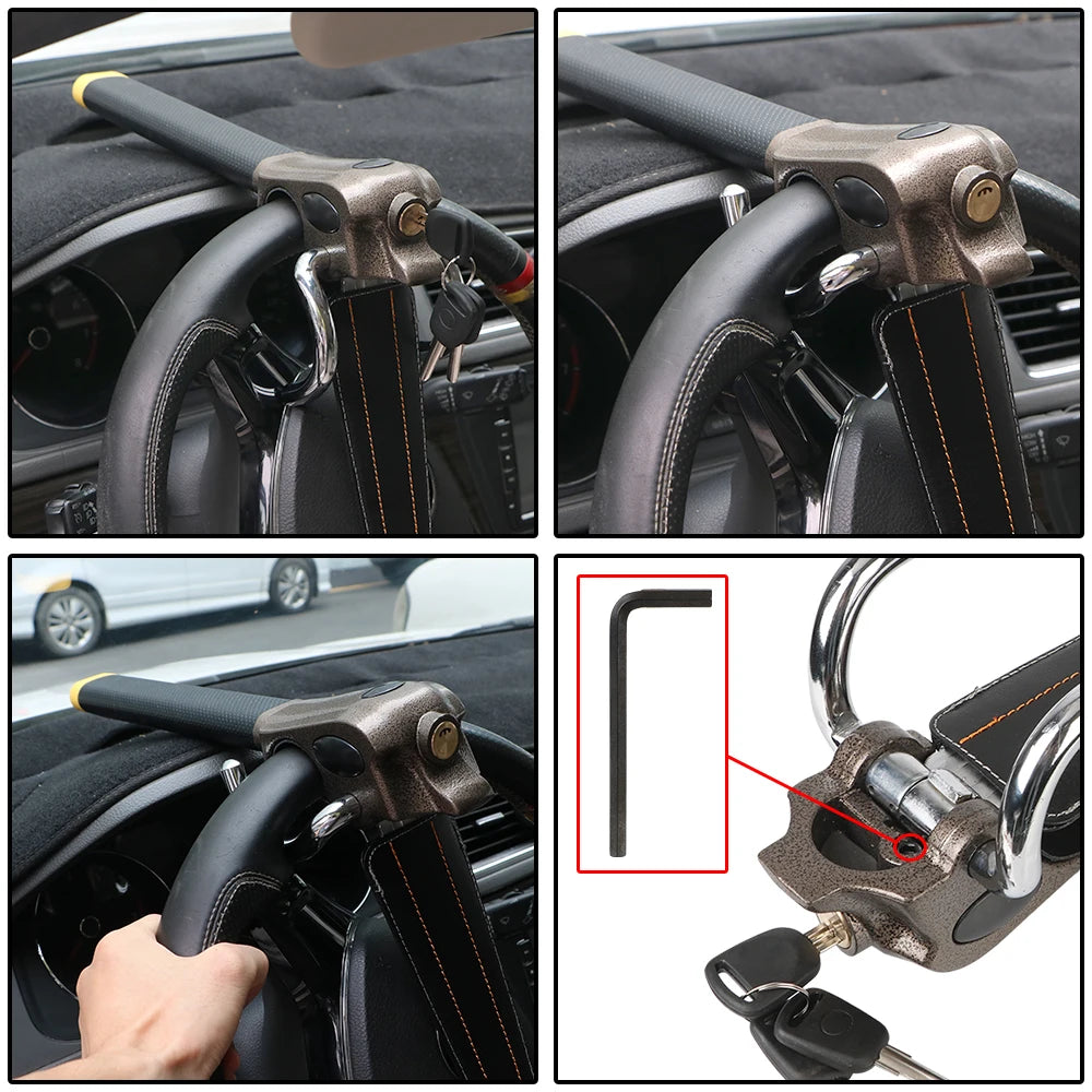For Car RV Truck Trailer Steering Wheel Anti-Theft Lock Protection T-Locks Auto Accessories Security Locks Automobile Steering