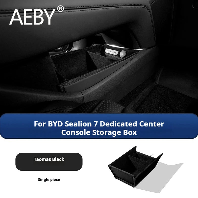 AEBY For BYD Sealion 7 2024 Center Console Organizer Waterproof Anti-Slip Central Lower Layer Storage Tray Interior Accessories