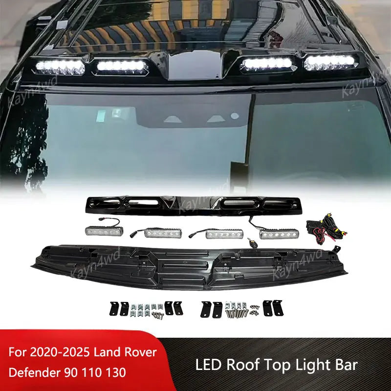 Off Road 4x4 Accessories Roof Top Light Bar Roof Spoiler With 4 LED DRL Lamp For 2020-2025 Land Rover L663 Defender 90 110 130