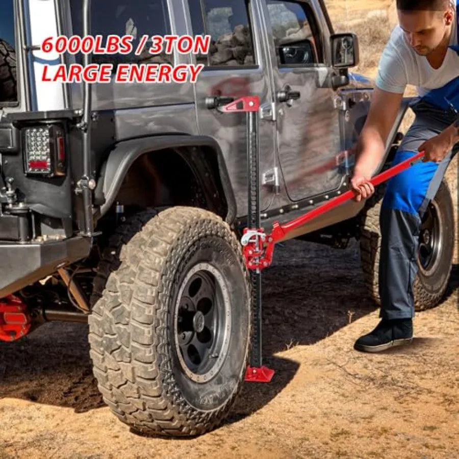 Off-Road Farm Lifting Equipment: High Lift Recovery Jack 60, 3.5 Ton, Steel, Black, Wide Base Multi-Purpose Utility Bumper Lift