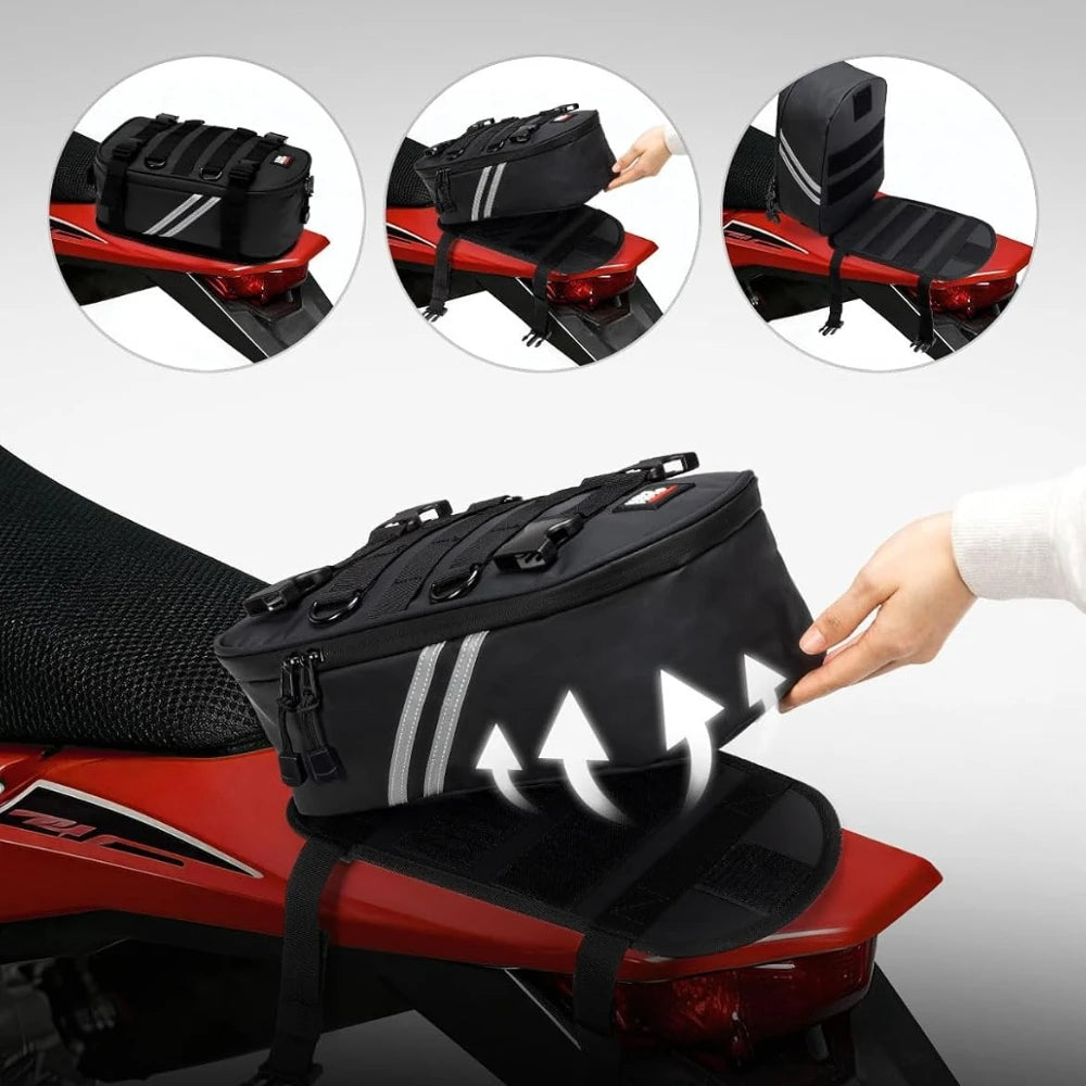 Motorcycle Fender Tail Bag 6L PVC Universal Dirt Bike Enduro Storage Bags for Dual Sport Bike Adventure Off Road Motocross Bag