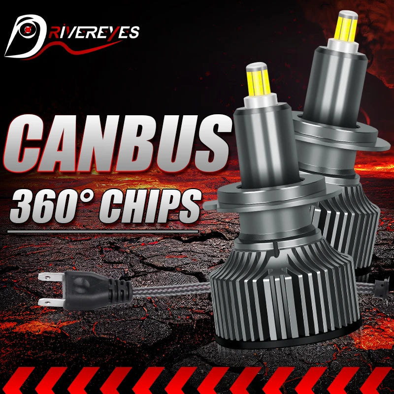 3D CSP For Lens H7 LED Car Light Canbus No Error H1 H8 H9 H11 9005 HB3 9006 HB4 9012 HIR2 Sockets 6000K White 12V Mini Auto Lamp