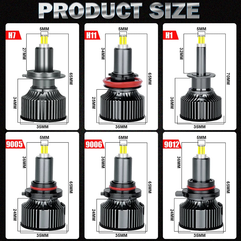 3D CSP For Lens H7 LED Car Light Canbus No Error H1 H8 H9 H11 9005 HB3 9006 HB4 9012 HIR2 Sockets 6000K White 12V Mini Auto Lamp