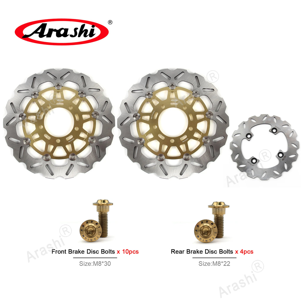 Arashi 1 Set For KAWASAKI ZX6R NINJA 600 2007 2008 2009 2010 2011 2012 2013 2014 2015 CNC Front Rear Brake Disc Rotors ZX-6R