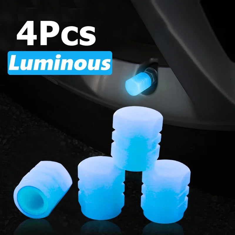 Fluorescent Night Glowing Valve Caps 4Pcs Luminous Car Wheel Tyre Hub Styling Accessories For Audi BMW Mercedes Benz VW Porsche