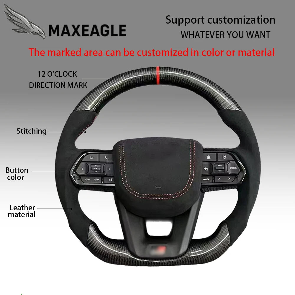 MAXEAGLE For Toyota GT86 Fortuner FJ Cruiser Hiace Land Cruiser LC70/76/79 Crown Alphard Vellfire Hilux Leather Carbon Steering