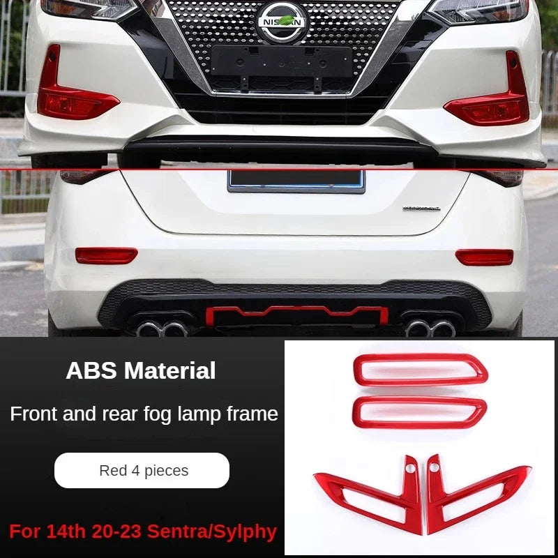 Car Styling Chrome ABS Plastic Front Rear Fog light Lamp Cover Trims Decoration For Nissan 14th 2020 2021 2022 23 Sentra Sylphy