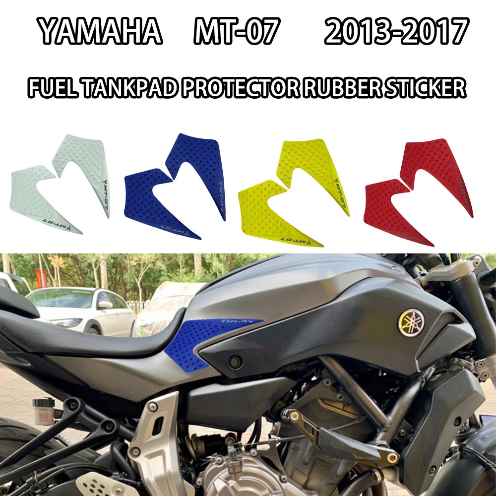 For YAMAHA MT-07 FZ07 2013-2017 Motorcycle Accesorios Rubber Side Fuel Stickers Anti Slip Fuel Tank Pad