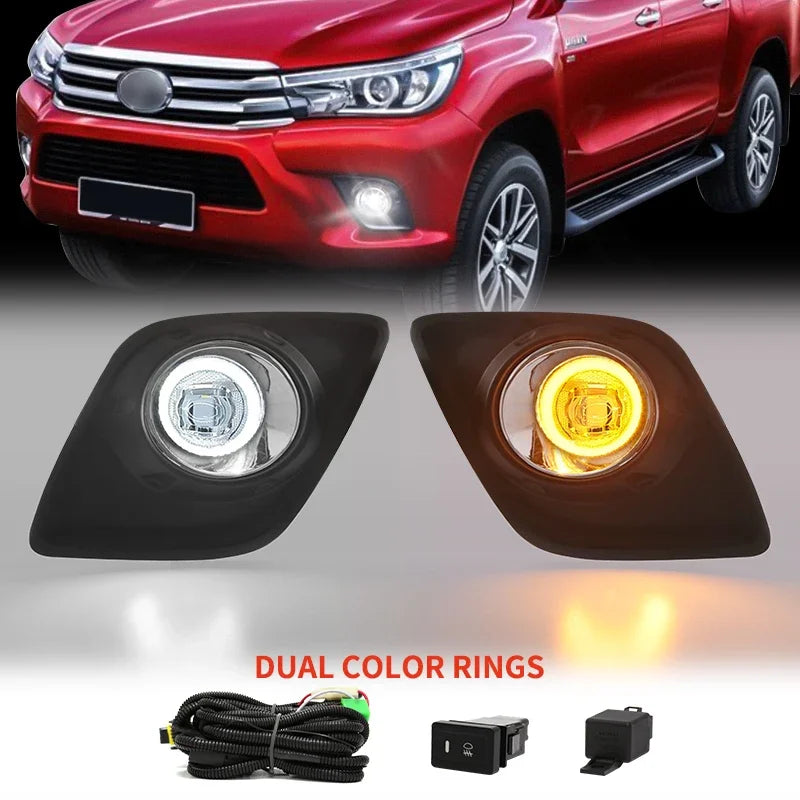For Toyota Hilux Revo 2015 2016 2017 2018 2019 Car Fog Lamps LED Halogen Daytime Running Lights DRL Front Bumper Daylights 12V