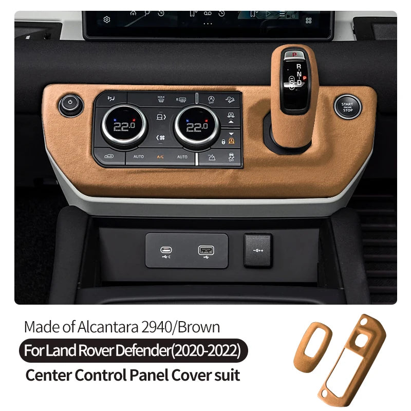 Made of Alcantara Suede Interior Central Gear Lever Console Lid Sheath Shell Cover For Land Rover DEFENDER 2020-2022 Accessories